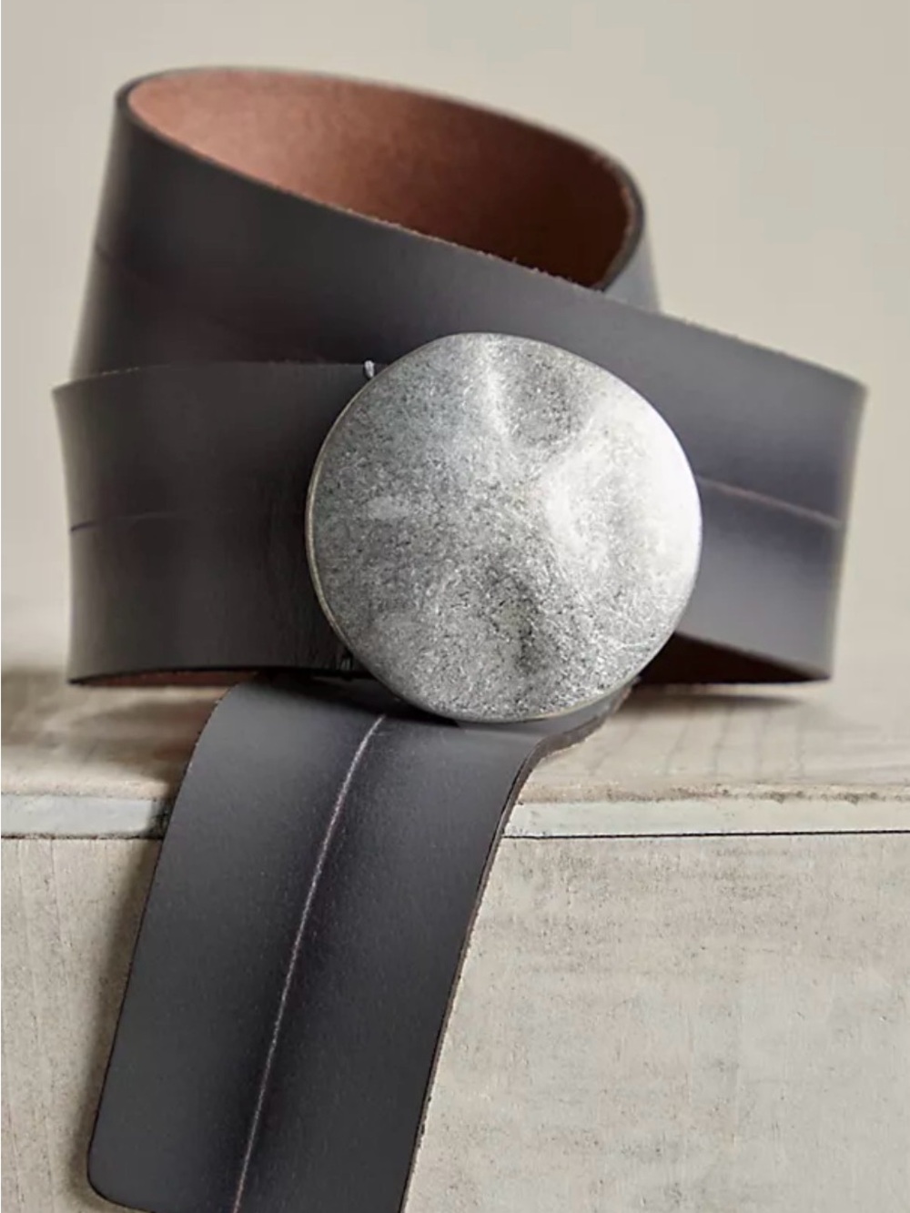 We The Free Norfolk Black Leather Hip Belt with Round Silver Buckle